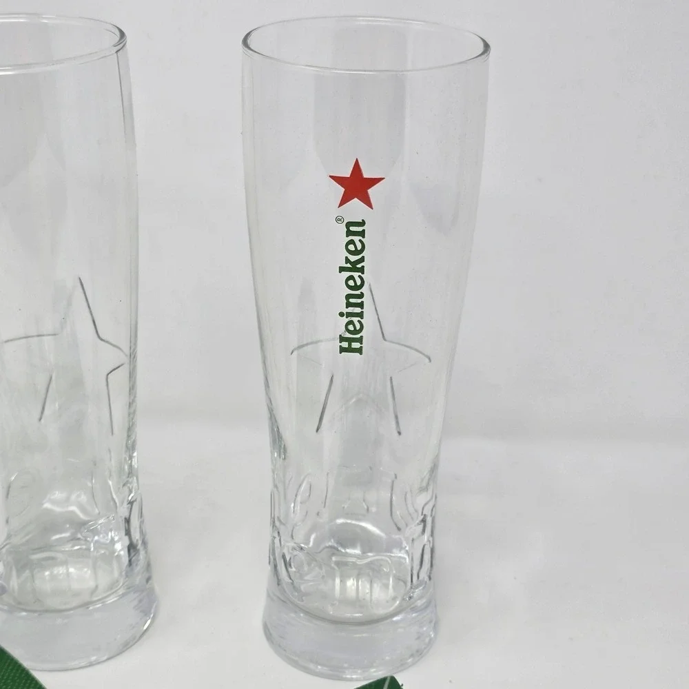 Heineken Logo Pilsner Beer Glasses Set 2 W Koozies & Bottle Opener Keychains‎
